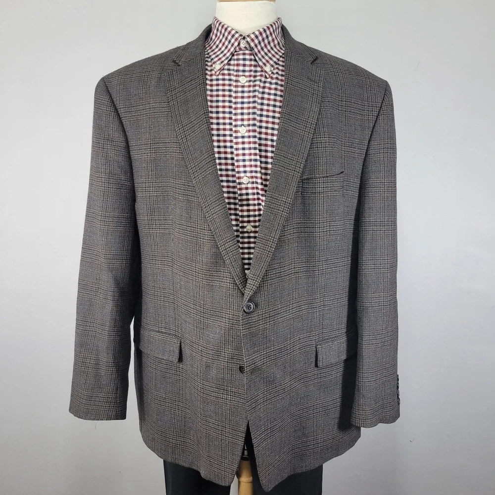 Lauren Ralph Lauren‎ Men's Sport Coat Blazer Two Button Flannel Plaid Wool 52R